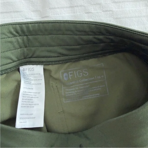 Figs Olive Cargo Jogger Pants with Red Accents - Picture 3 of 3